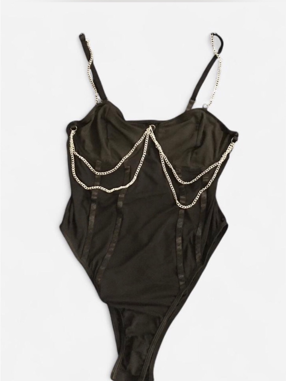 Black Chain-Detail Bodysuit